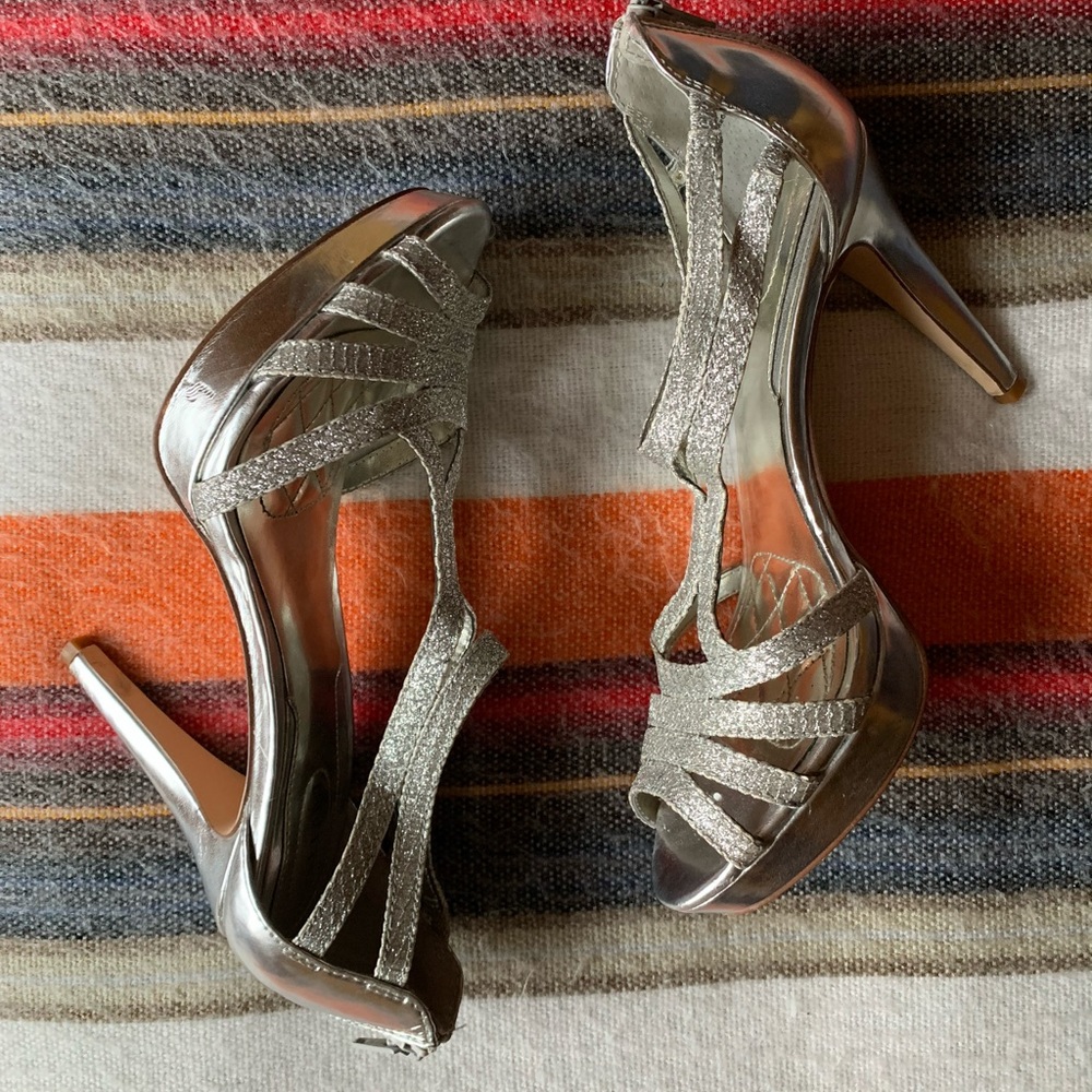 Silver Strappy Heels